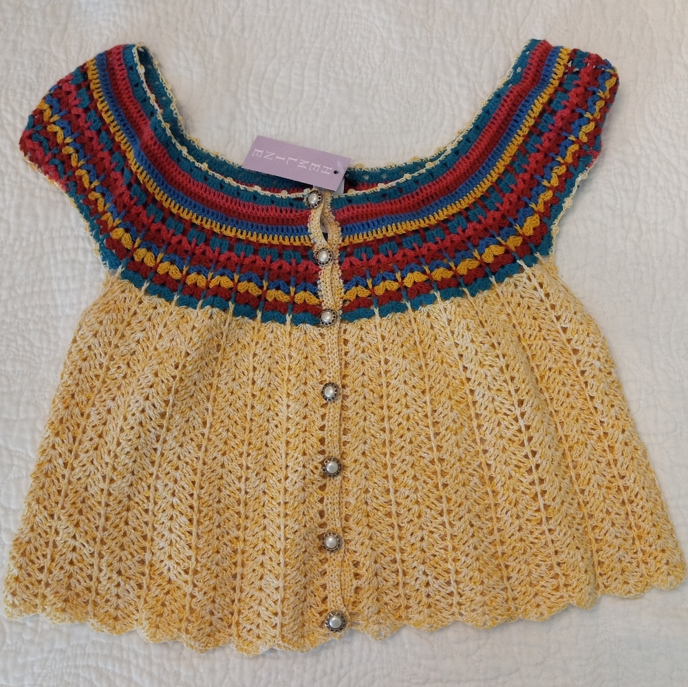 KLD Signature crocheted top